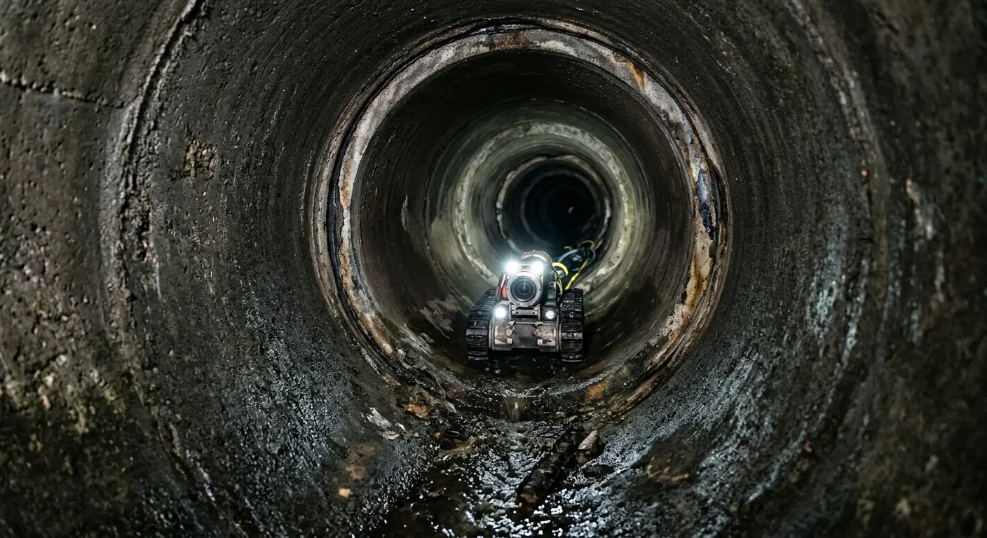 Robotic sewer camera inspecting pipe interior for Drain Snake Service in Colonial Heights